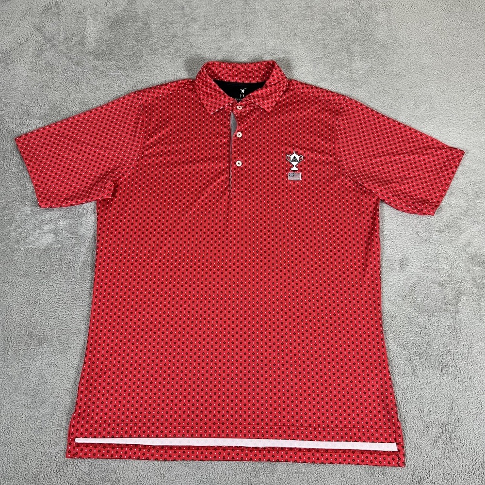 Fairway & Greene Shirt Mens Medium Polo Golf Red White Stars USA Golfing Golfer